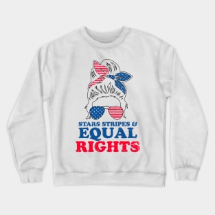 Retro Messy Bun Pro Choice Stars Stripes Equal Rights Feminist Gift Crewneck Sweatshirt